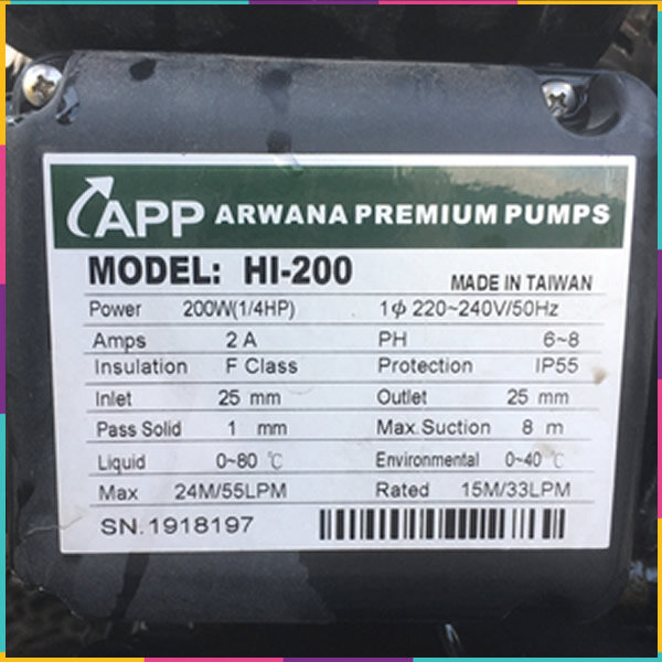 Máy bơm tăng áp APP HI-200 200W